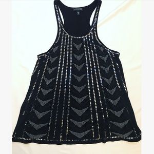 Black Express razor back beaded tank top!